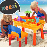 Keezi Kids Sandpit Pretend Play Set Sand Water Table Chair Outdoor Beach Toy